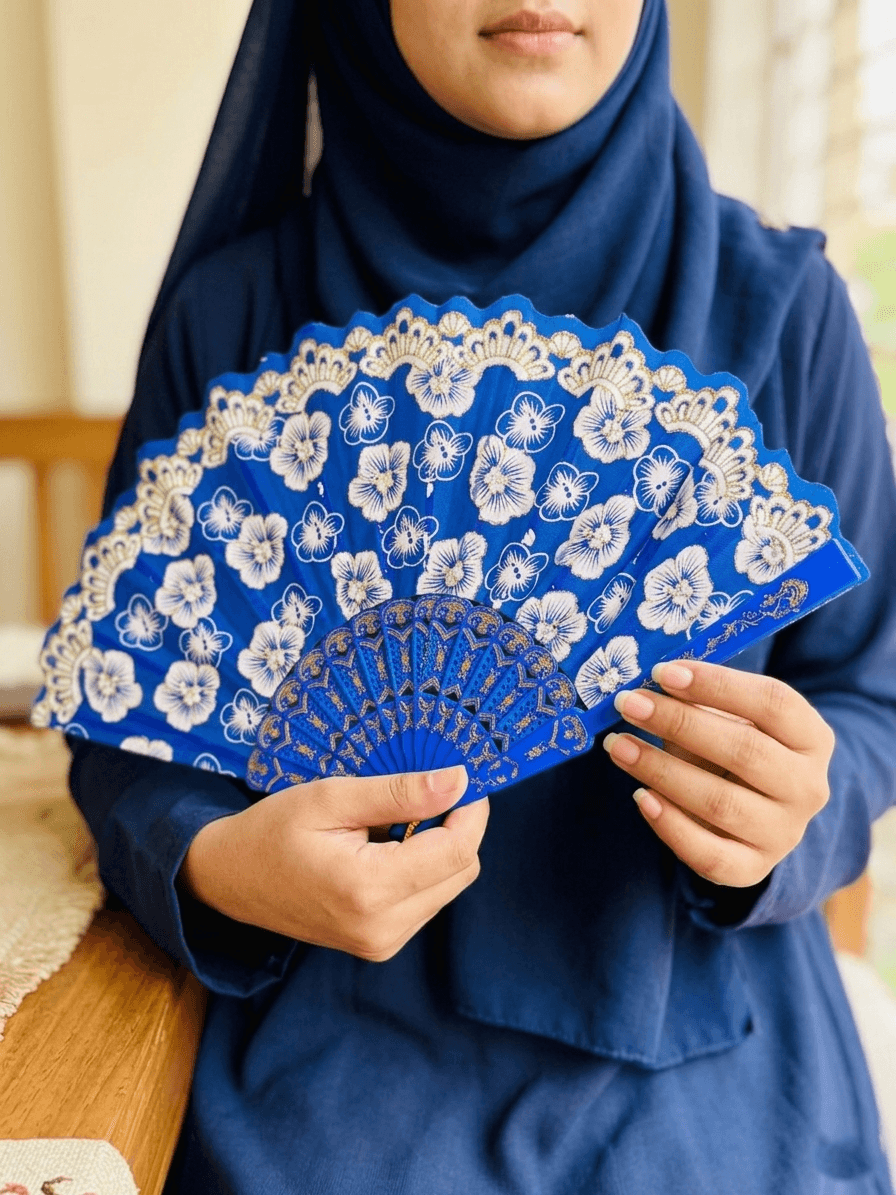 Blue Hand Fan